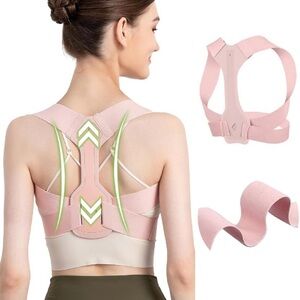 NEW Posture Corrector for Women, Adjustable Upper Back Brace in Pink Size Large